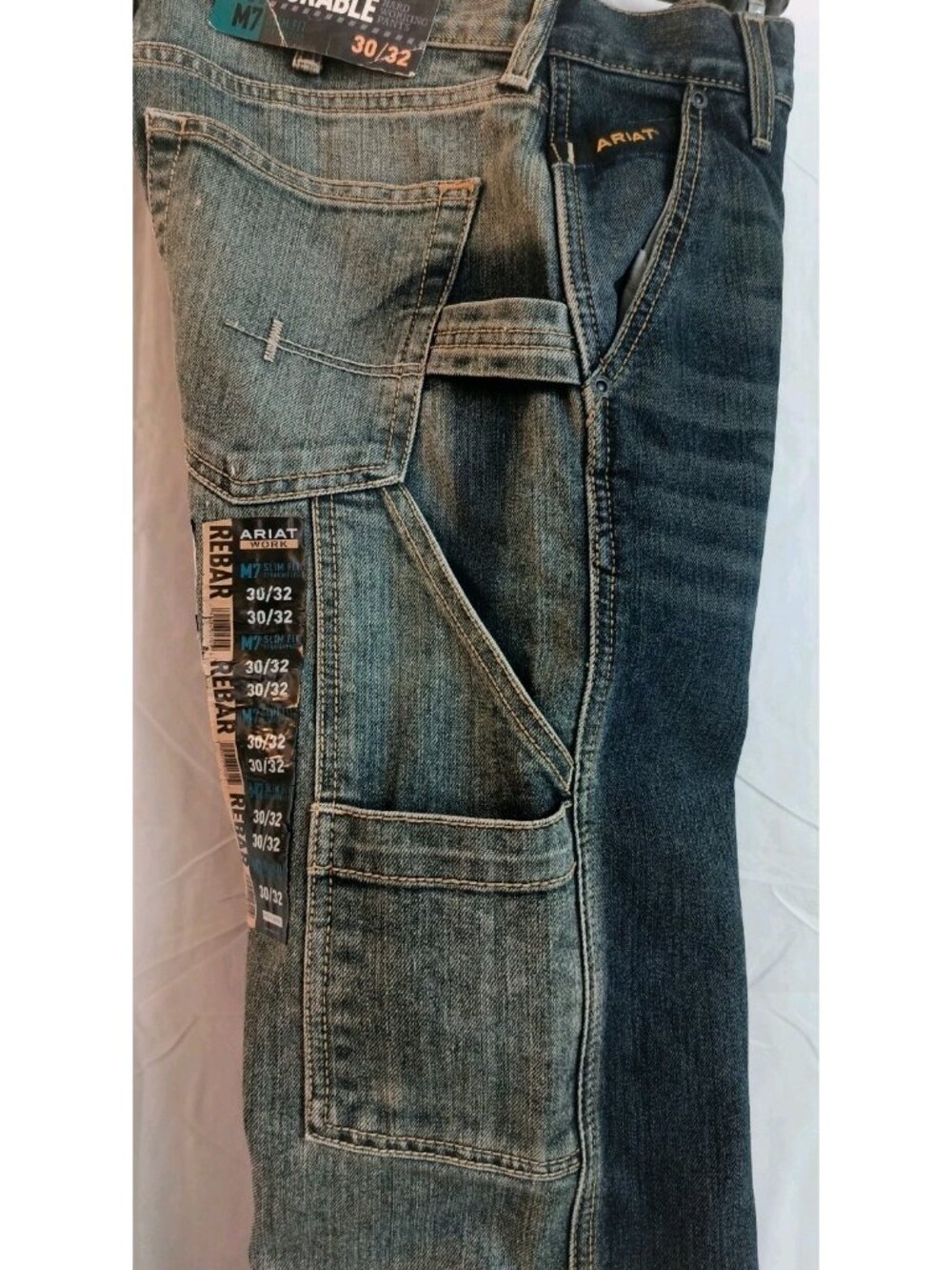 Ariat Work Rebar Durastretch M7 working Straight Leg Blue Denim Jeans 30X32 - Picture 13 of 15